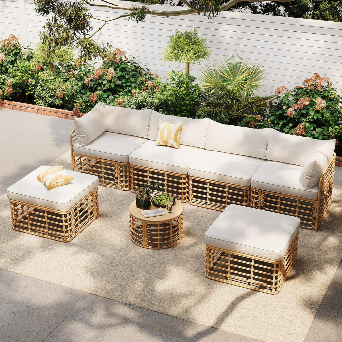All-Weather Rattan Sectional Sofa Set with Thick Cushions, Outdoor Conversation Set
