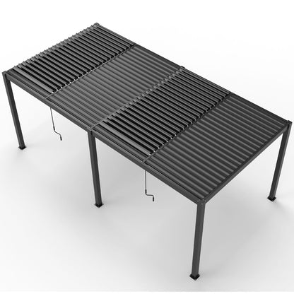 10 x 19 Ft Louvered Pergola with Aluminum Frame and Adjustable Louvers, Black