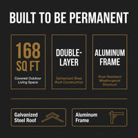 Outdoor Gazebo Built for Year-Round Use, 12x14 Aluminum Frame, Double Steel Roof, Privacy Curtains — product view 6