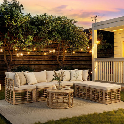 All-Weather Rattan Sectional Sofa Set with Thick Cushions, Outdoor Conversation Set