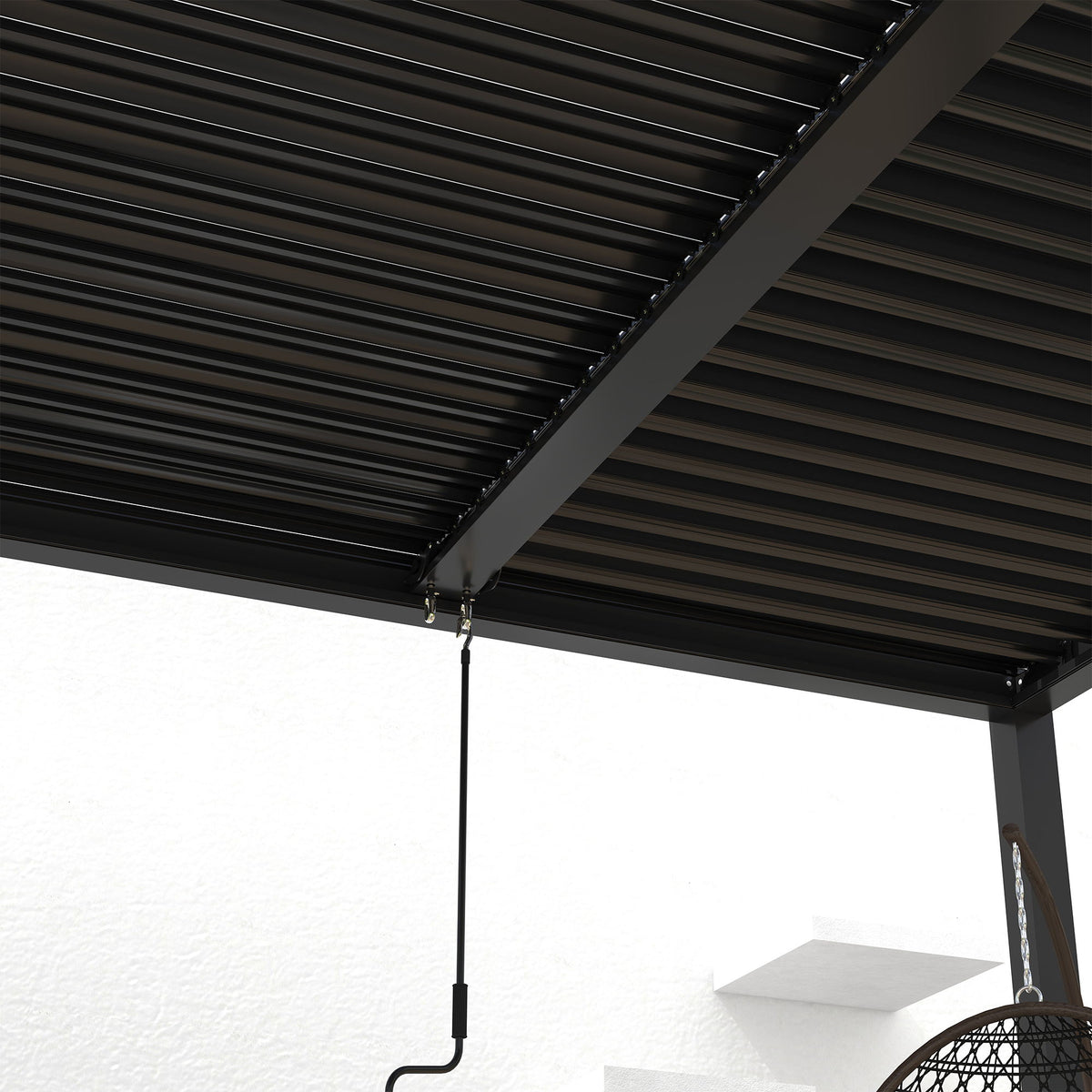 10 x 19 Ft Louvered Pergola with Aluminum Frame and Adjustable Louvers, Black