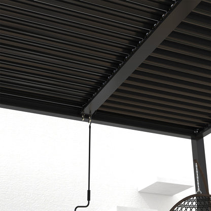 10 x 19 Ft Louvered Pergola with Aluminum Frame and Adjustable Louvers, Black