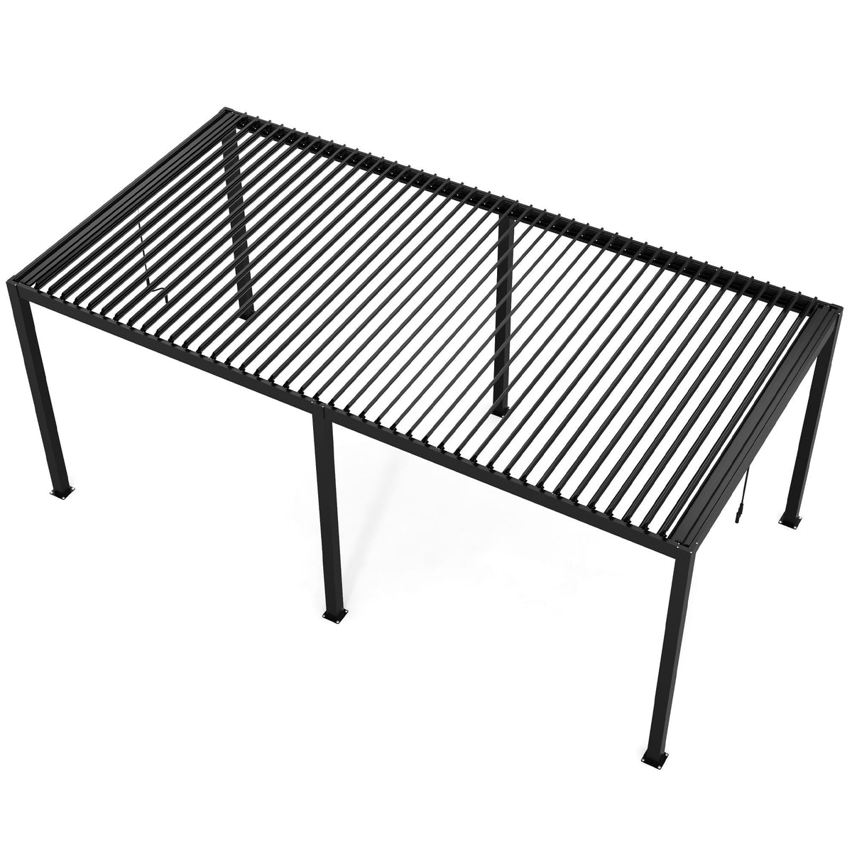 10 x 19 Ft Louvered Pergola with Aluminum Frame and Adjustable Louvers, Black