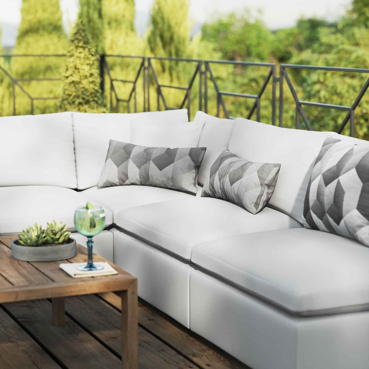 Patio Elegance Outdoor Sectional Sofa Set by Modway – Stylish 5-Piece Furniture for Patios