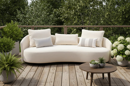 Serene Outdoor Sofa 91" – Cream Bouclé All-Weather