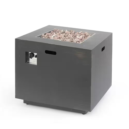 Brown Iron Square Outdoor Propane Fire Pit Tank Inside — product view 4