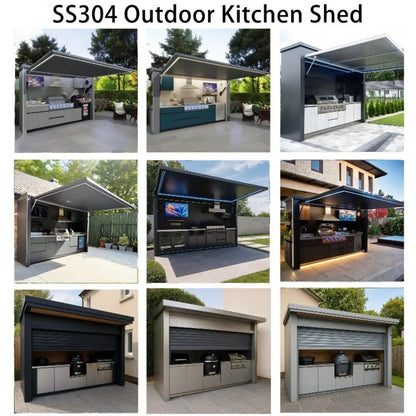 Customized Multi Functional Outdoor Kitchen BBQ Pod with Shelter Moisture Resistant Stainless Steel Outdoor Kitchen Patio Shed — product view 4
