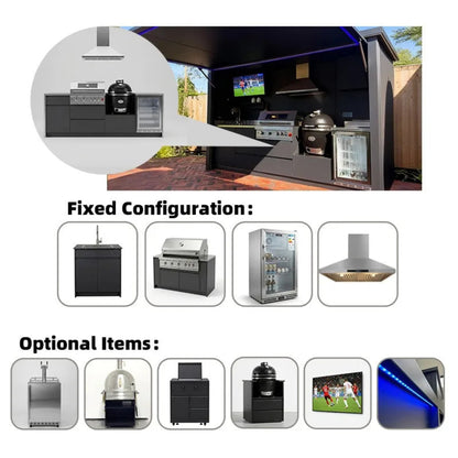 Customized Multi Functional Outdoor Kitchen BBQ Pod with Shelter Moisture Resistant Stainless Steel Outdoor Kitchen Patio Shed — product view 5