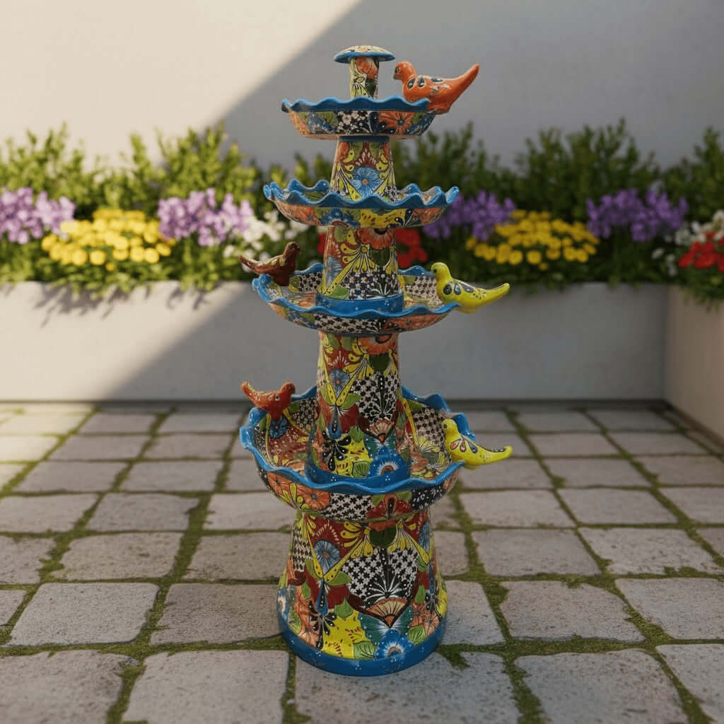 Grand Talavera Garden Fountain | Handmade Mexican Art