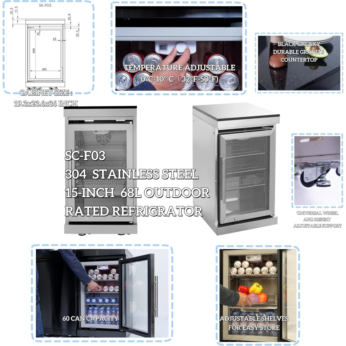 Modular Outdoor Kitchen BBQ Island, 104" Outdoor Kitchen Propane Gas Island Grill with Sink, Compact Refrigerator, Storage Cabinets, Rotisserie Kit (Silver, 104") — product view 8