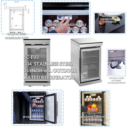 Modular Outdoor Kitchen BBQ Island, 104" Outdoor Kitchen Propane Gas Island Grill with Sink, Compact Refrigerator, Storage Cabinets, Rotisserie Kit (Silver, 104") — product view 8