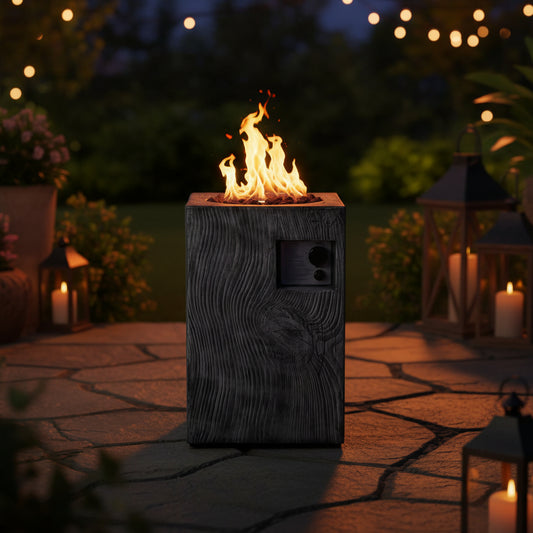 Outdoor Propane Fire Pit, 30000 BTU Column Propane Fire Pit, Wood-Look Surface — product view 2